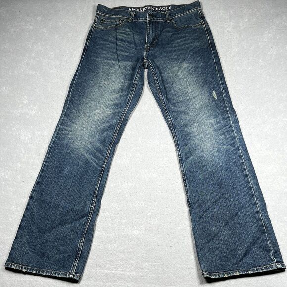American Eagle Original Bootcut Jeans 34x34 Mens 100% Cotton Medium Wash - Picture 2 of 14